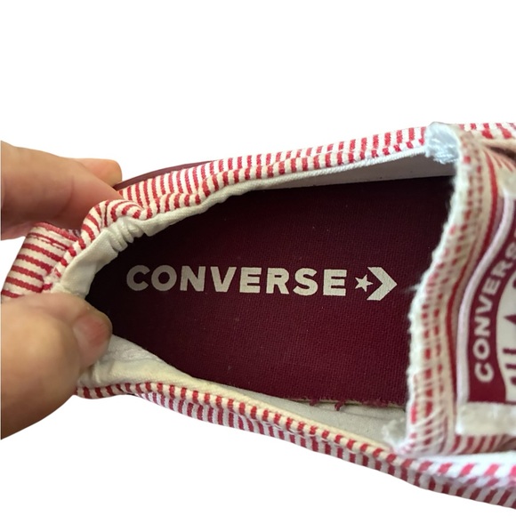 Converse Red and White Striped Sneakers - Picture 5 of 13